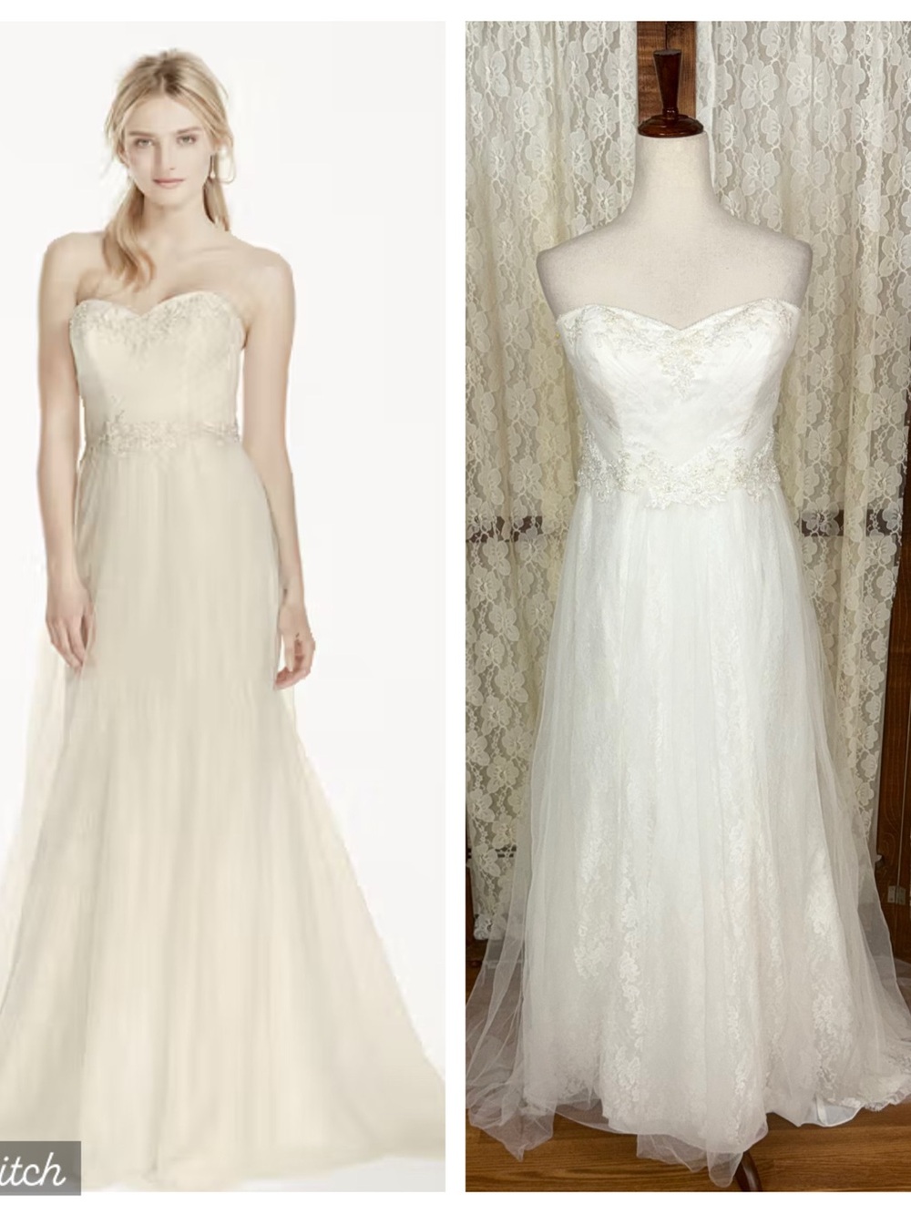 Beautiful David’s Bridal Lace Overlay Wedding Gown